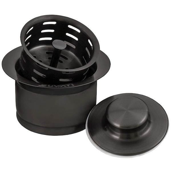 Ruvati Extended Garbage Disposal Flange with Deep Basket and Stopper Gunmetal Black Stainless Steel RVA1052BL - main